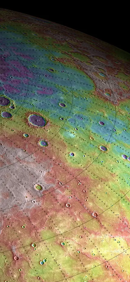 Perspective view of Mercury's topography.