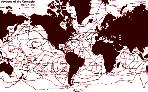 A map of Carnegie voyages, 1909-1929
