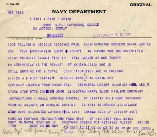 Naval telegram, last cruise
