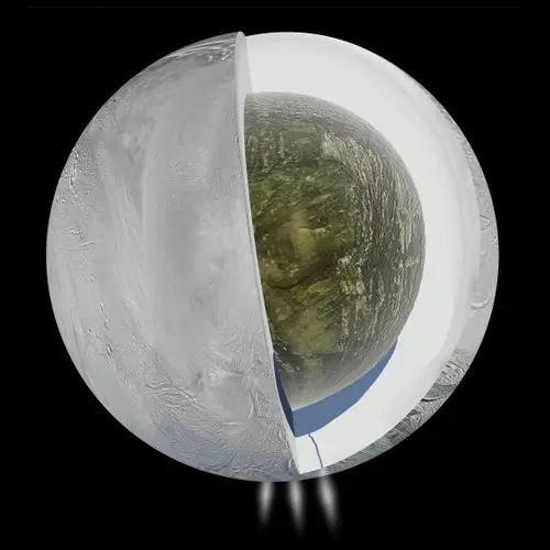 A diagram illustrating the possible interior of Saturn's moon Enceladus
