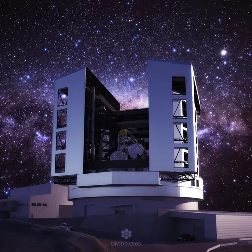 Illustration of GMT telescope with the milkyway in the background