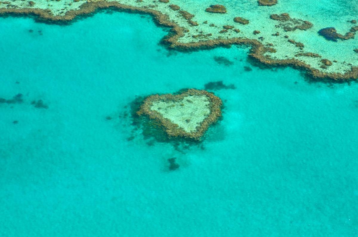 Heart Reef in Australia's Great Barrier Reef, public domain. 