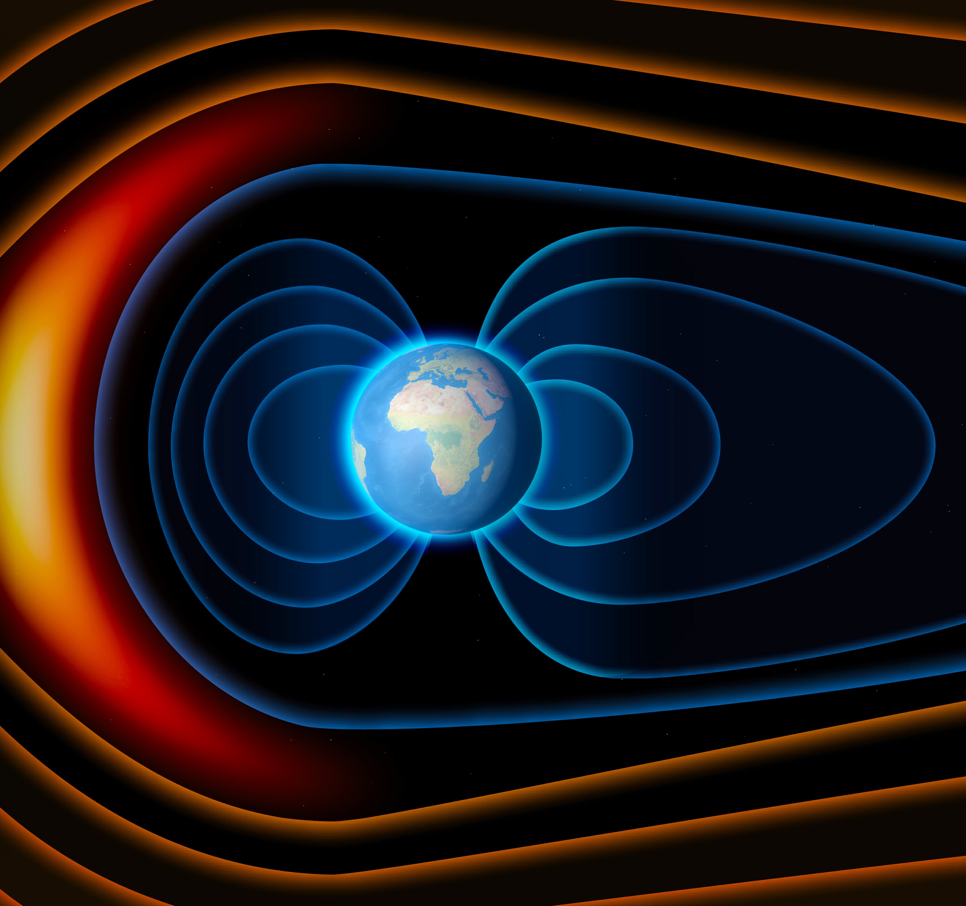 Earth's magnetic field shields it from ionizing particles