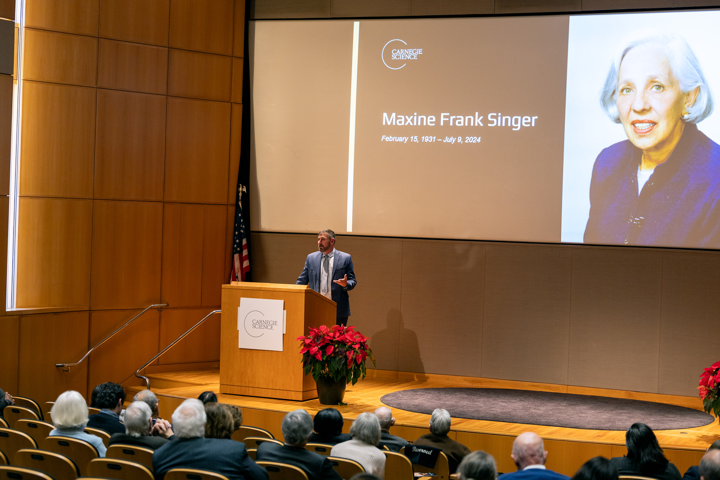 John Mulchaey speaks at the Maxine Singer memorial symposium 