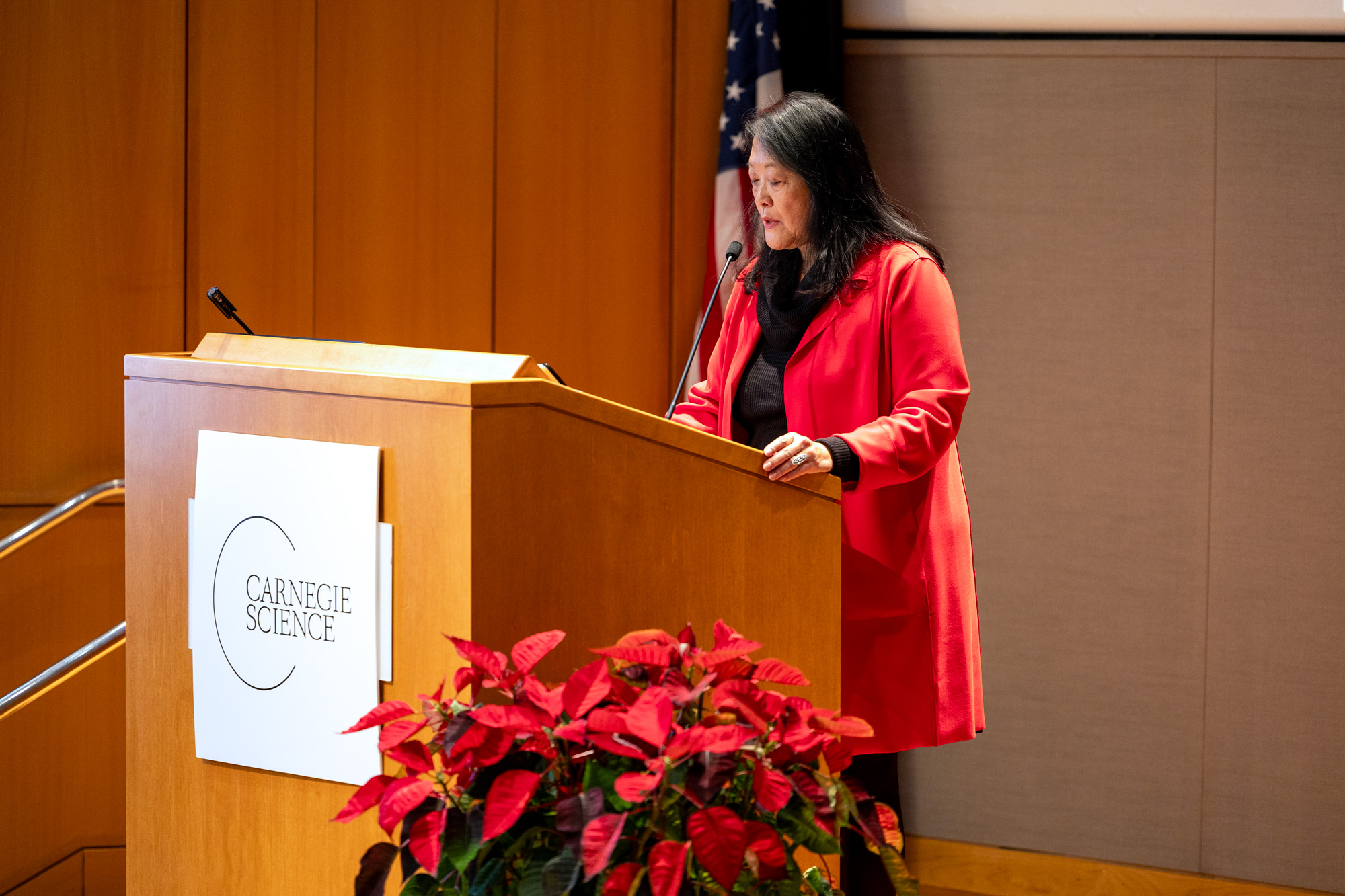 Amy Cheng Vollmer speaking at the Maxine Singer Memorial Symposium