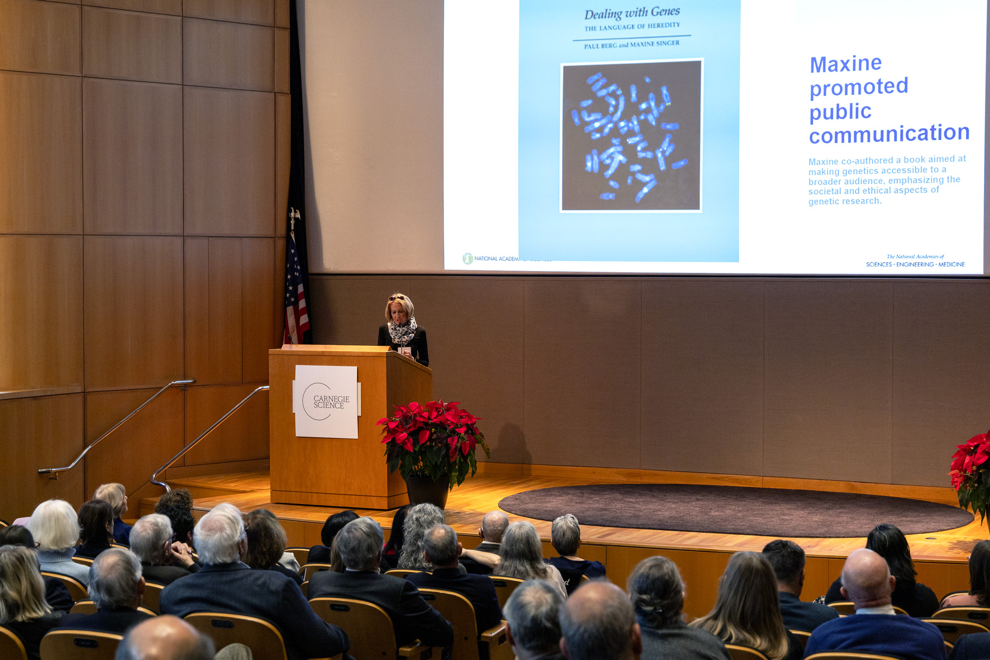 Marcia McNutt speaks at the Maxine Singer memorial Symposium