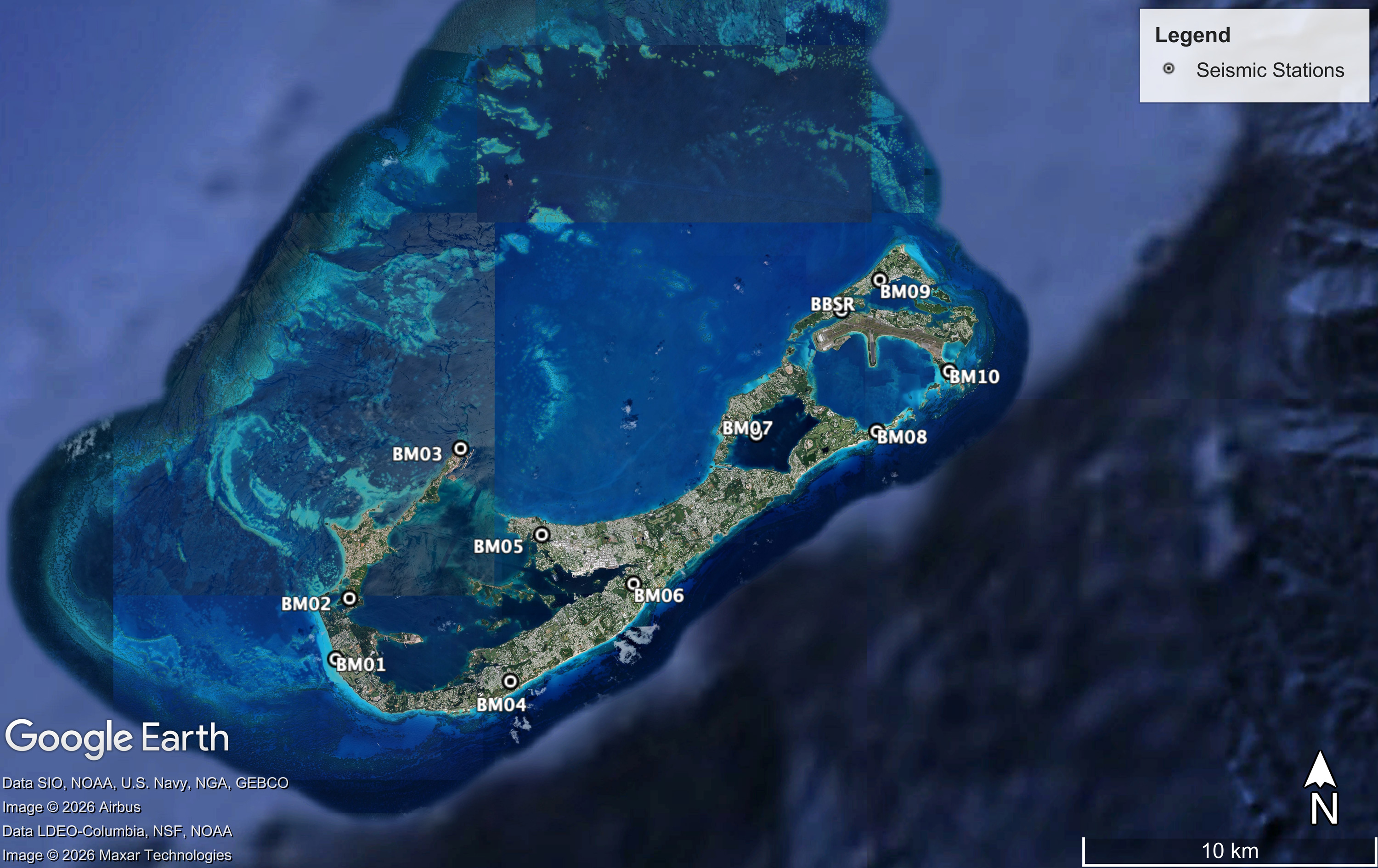 Map of seismic stations