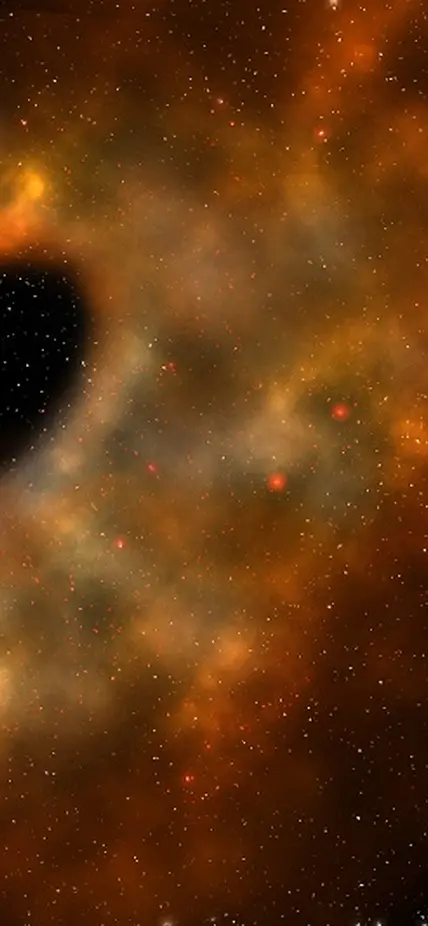 Artists rendering of a young star in space, with a cloudy ring of material surrounding it.