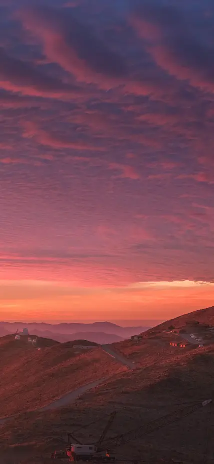 Sunset behind the Magellan telescopes