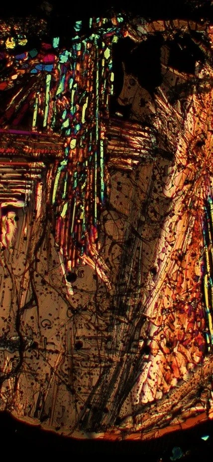 A slice of a chondrite meteorite