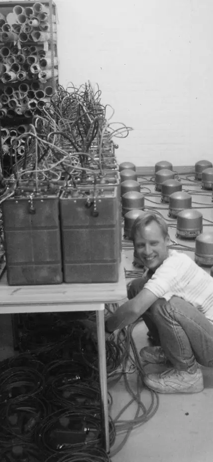 Adriana Kuehnel (right) works with Randy Kuehnel (middle) and Rod Green (left) to prepare seismometers to study the Kaapvaal Craton in South Africa circa 1997. Credit: Earth and Planets Laboratory