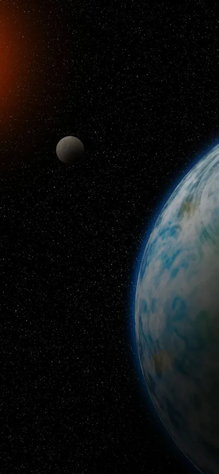 Artist's conception of  the nearest temperate super-Earth to us that is not tidally locked to its star