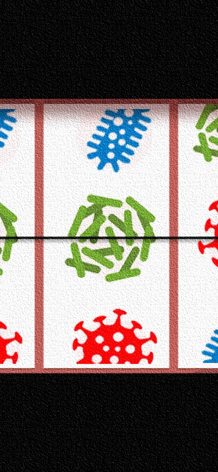 Artist's conception of gut microbiome as slot machine by Navid Marvi, courtesy of the Carnegie Institution for Science