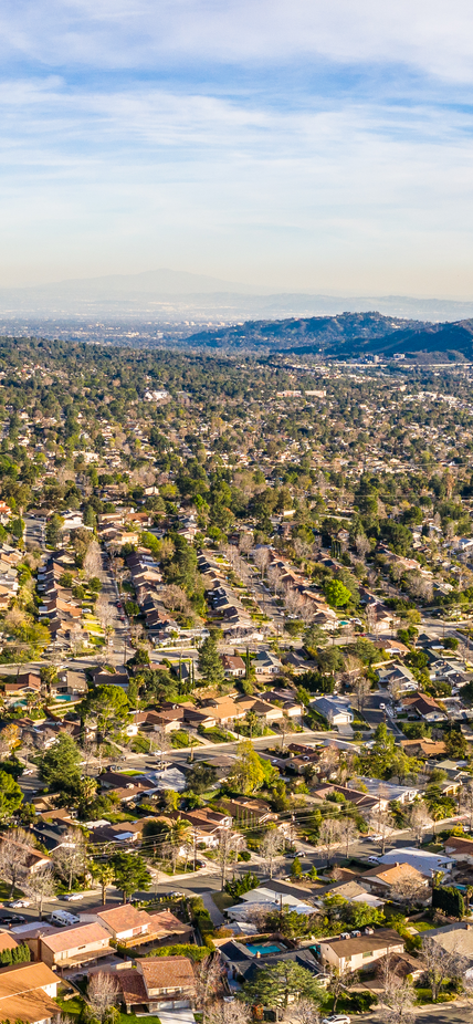 Pasadena as viewed from the mountains. Image purchased from Shutterstock.