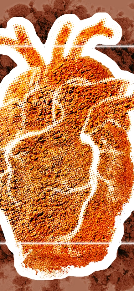 Artist's conception of a research project to identify the chemical components of cinnamon oil that show effectiveness against cardiovascular disease-causing fats