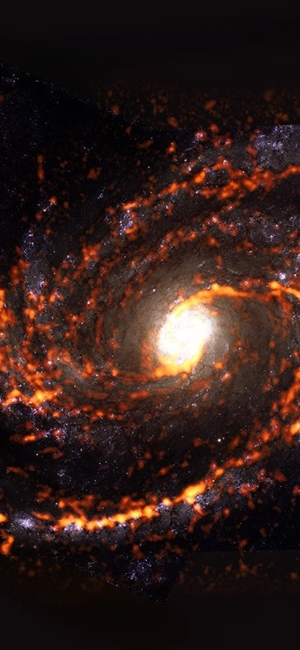 NG4321 is shown here as an ALMA (orange/red) composite with Hubble Space Telescope (HST) data