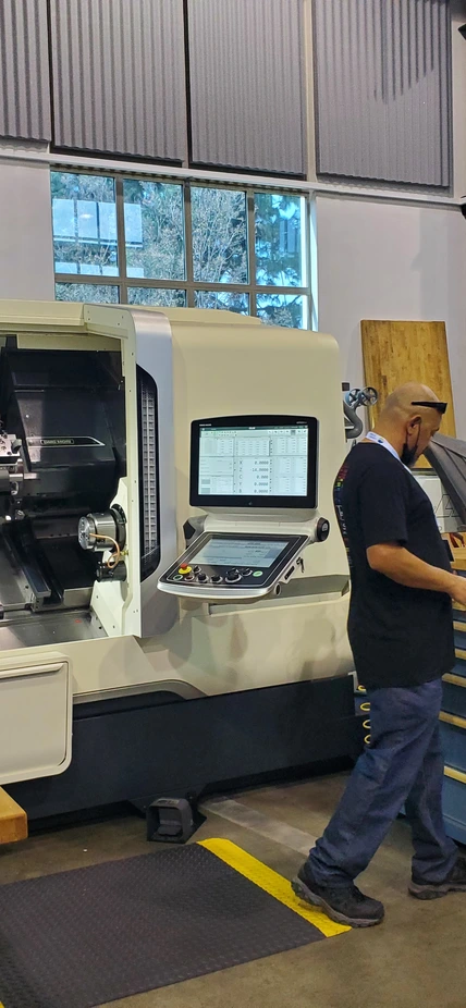 At work in the machine shop. 