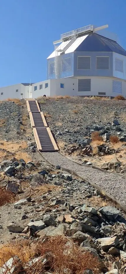 A photograph of the Magellan Telescopes at Carnegie's Las Campanas Observatory in Chile. 
