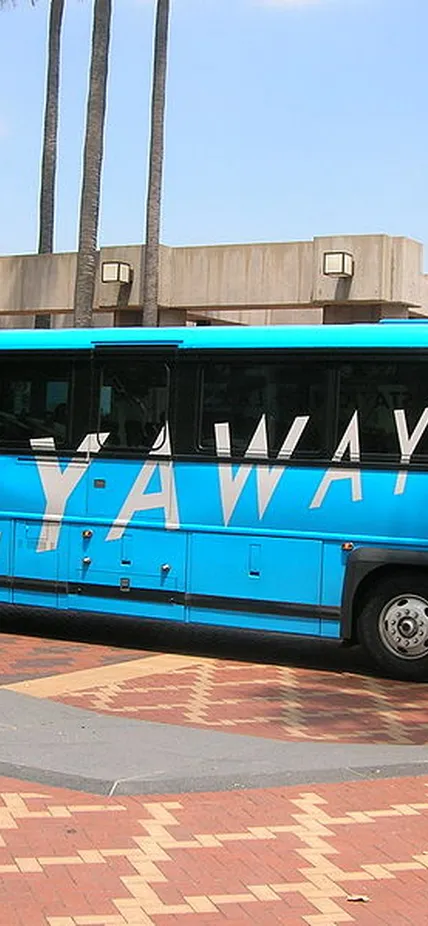 The FlyAway to LAX arrives at Union Station