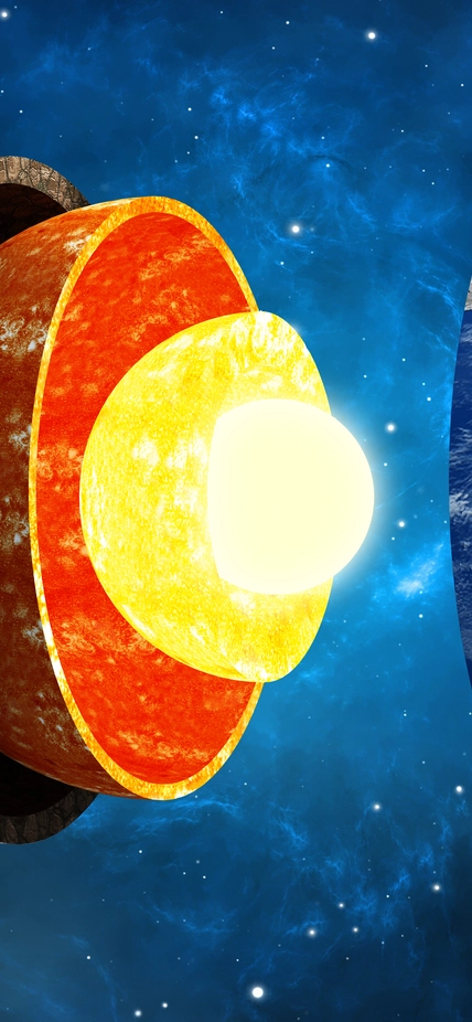 Illustration showing Earth's differentiated layers. 