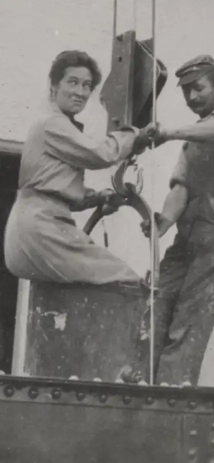 Phoebe waterman Haas uses a bucket lift to ascend the 150 foot solar tower at Mt Wilson Observatory