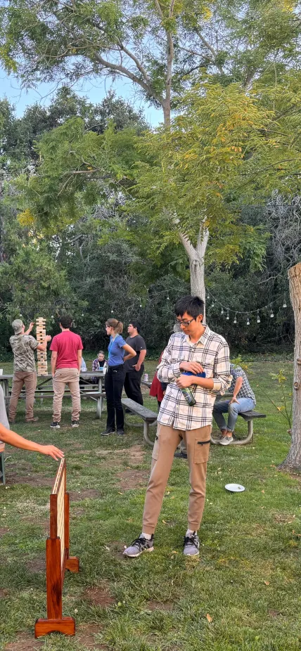 Postdocs play giant four square during postdoc appreciation week