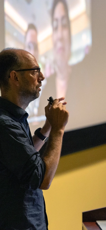 Scientist Thomas Westerhold, a co-organizer of TIMES, speaks to attendees