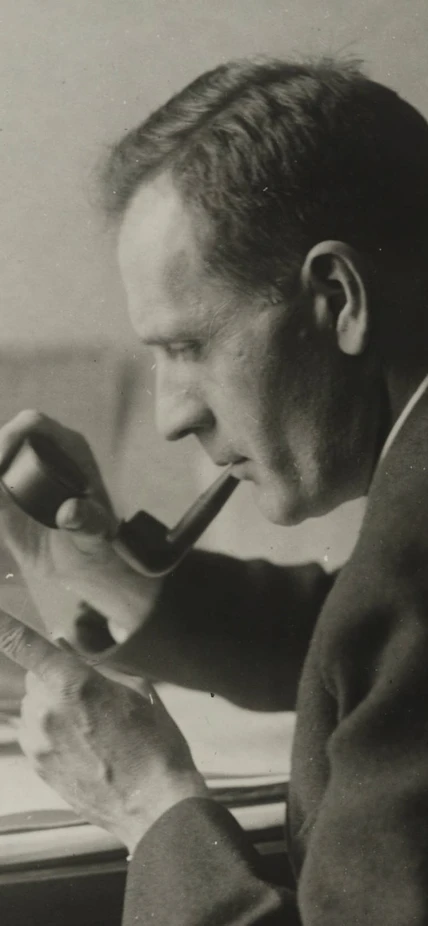 Edwin Hubble working with a glass plate