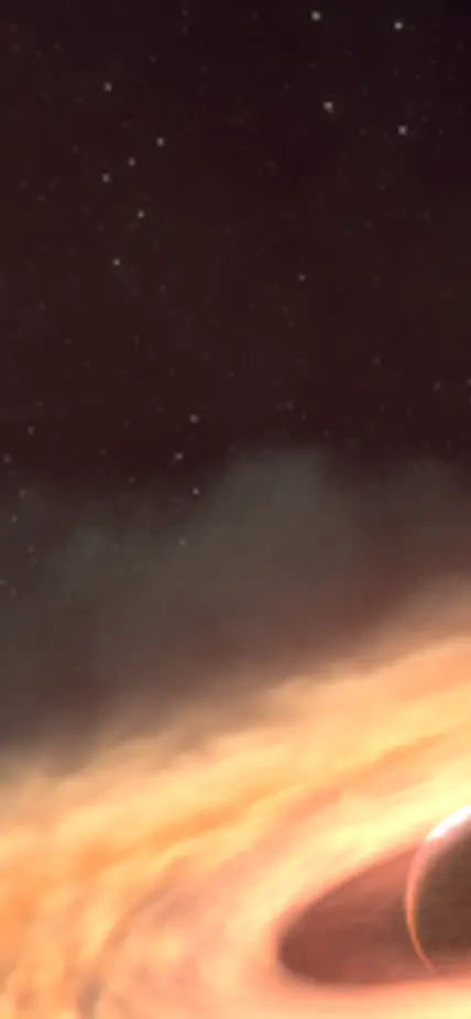 Artist's conception of moon-forming environment. Credit: NASA, ESA, CSA, STScI, Gabriele Cugno (University of Zürich, NCCR PlanetS), Sierra Grant (Carnegie Institution for Science), Joseph Olmsted (STScI), Leah Hustak (STScI)