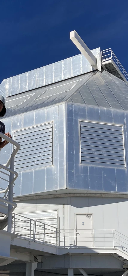 Casey Lam at the Magellan telescopes at Carnegie Science's Las Campanas Observatory in Chile