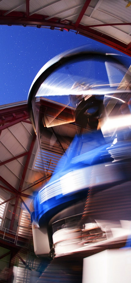 The dome of one of Las Campanas Observatories' twin Magellan telescopes in movement. Credit: Yuri Beletsky/Carnegie Science