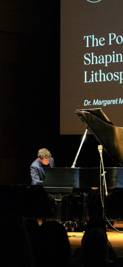 Piano at huntington astronomy lecture series played before event