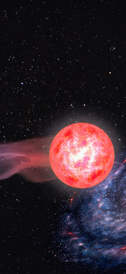 An ancient immigrant: an artist's conception (not to scale) of the red giant SDSS J0915-7334, which was born near the Large Magellanic Cloud and has now journeyed to reside in the Milky Way. Credit: Navid Marvi/Carnegie Science.