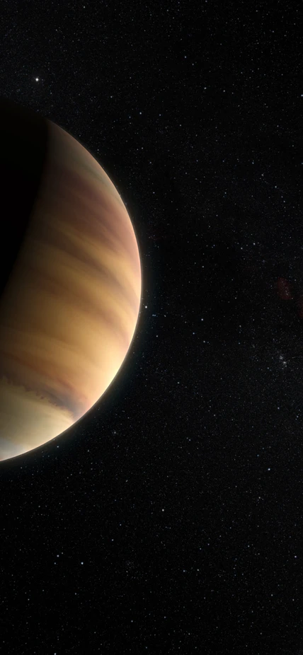 This artist’s view shows the hot Jupiter exoplanet 51 Pegasi b, sometimes referred to as Bellerophon, which orbits a star about 50 light-years from Earth in the northern constellation of Pegasus (The Winged Horse). Credit: ESO/M. Kornmesser/Nick Risinger (skysurvey.org)