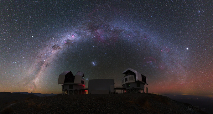 Magellan telescopes under the Milky Way