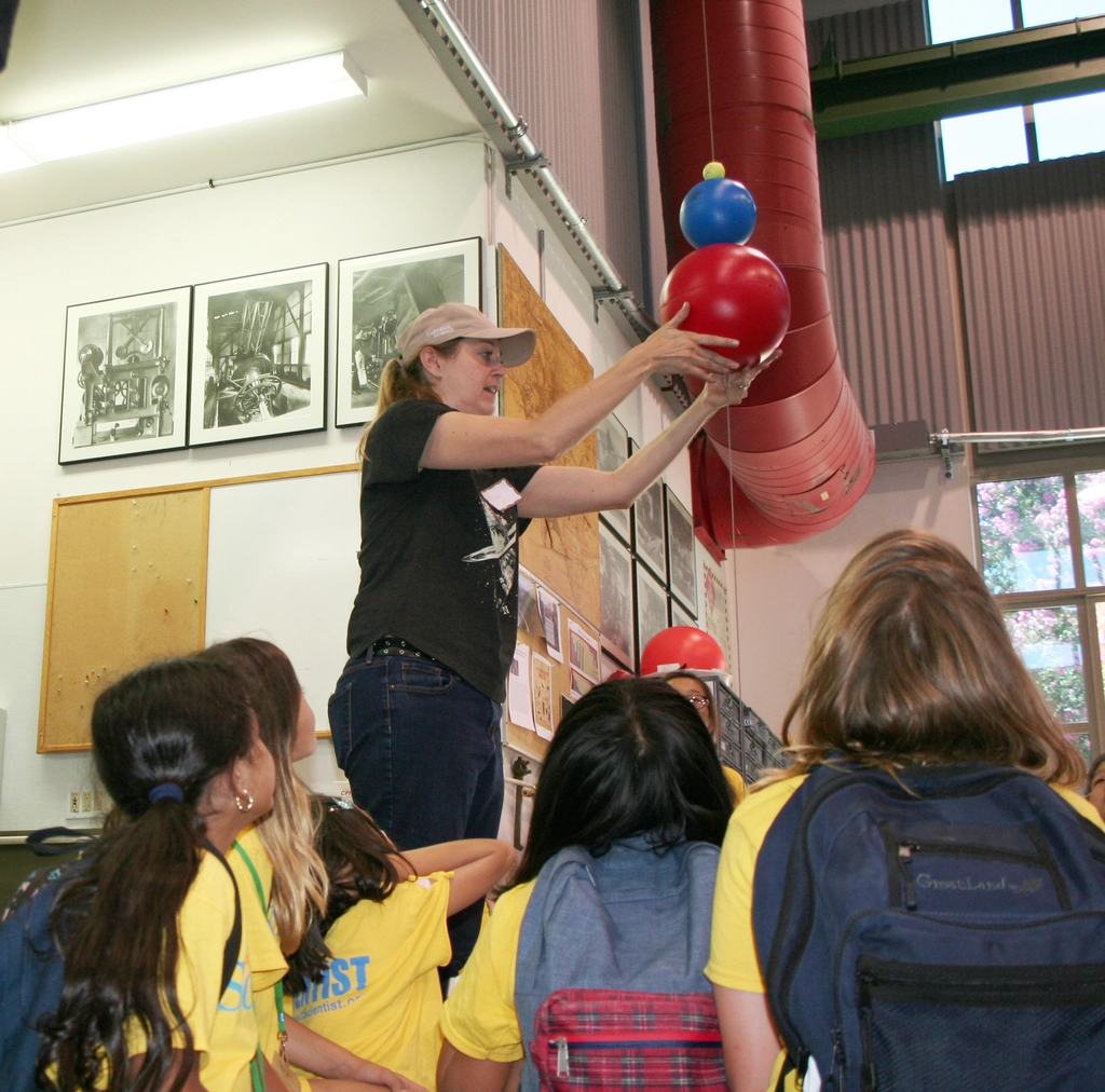 A STEM girls group visits the Carnegie Observatories' machine shop