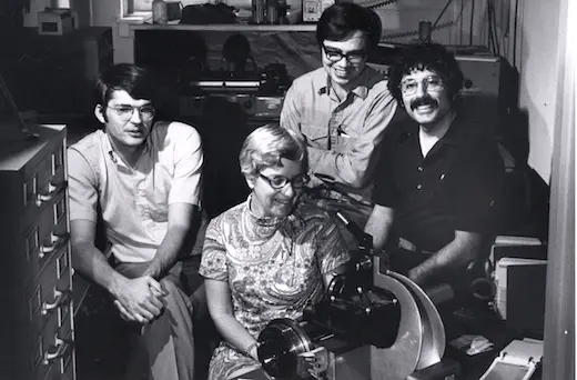 Vera and postdocs John Warner, Norbert Thonnard, and George Assousa at DTM