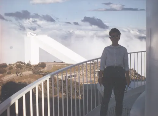 Vera Rubin on the 84-inch catwalk at Kitt Peak, 1980.