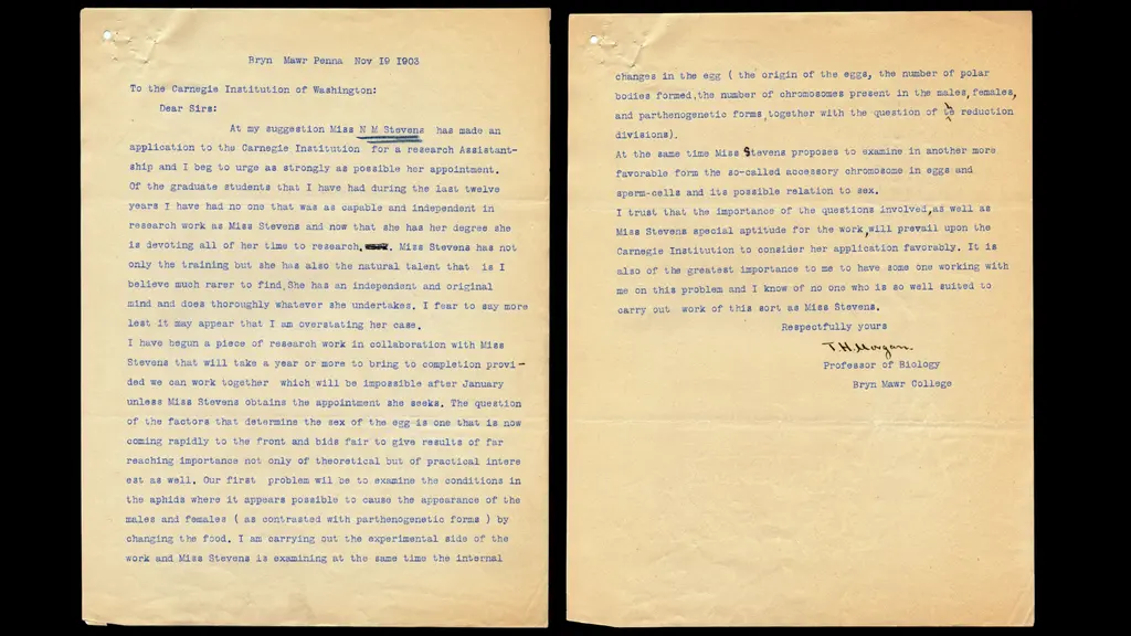 Morgan recommendation letter. From the Carnegie Science Archives.
