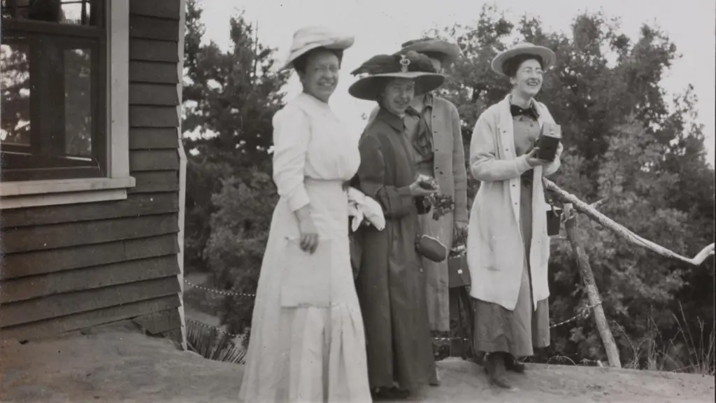 Four women participants at the 1910 International Union for Co-operation in Solar Research held at Mount Wilson Observatory