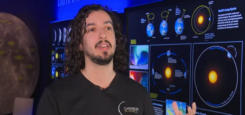 Carnegie Science astronomer talks to the media at the Perot Museum 