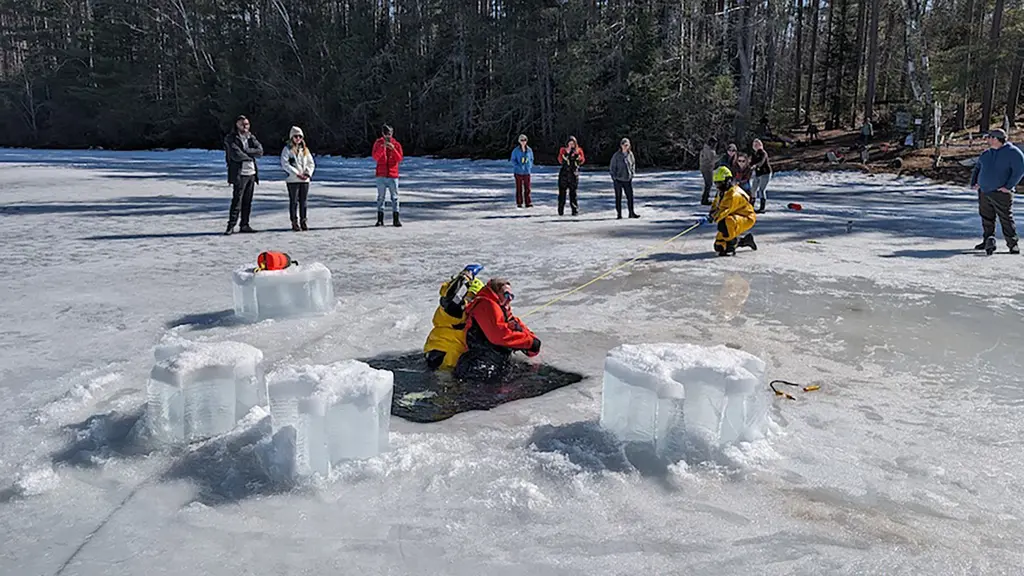 Researchers on the ice at Wisconsin’s Trout Lake