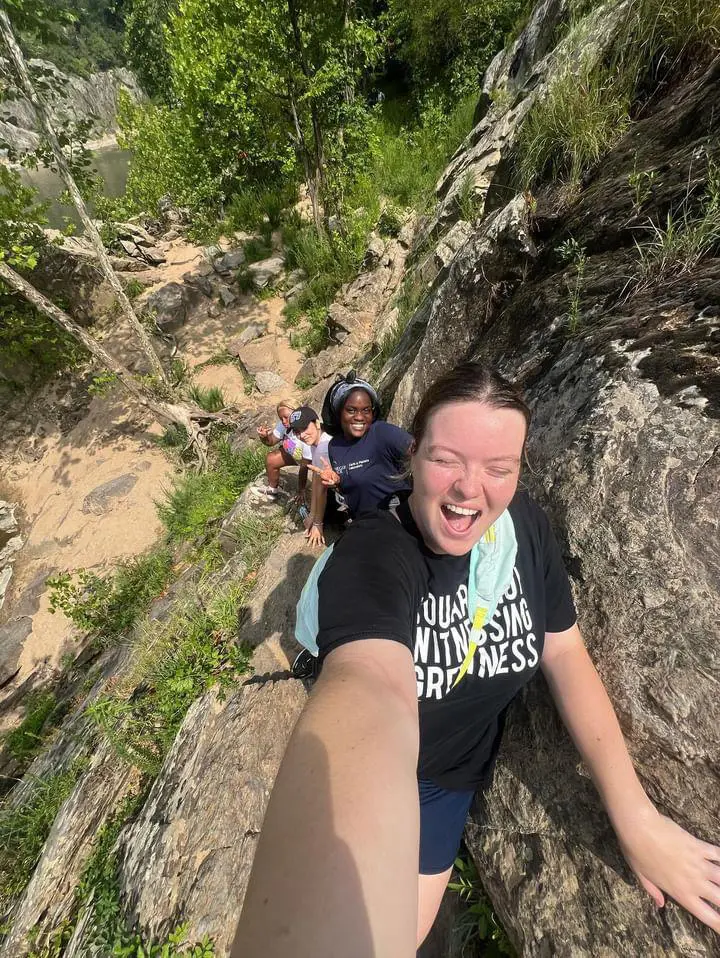 2024 Interns take a selfie whileHiking at Grat Falls