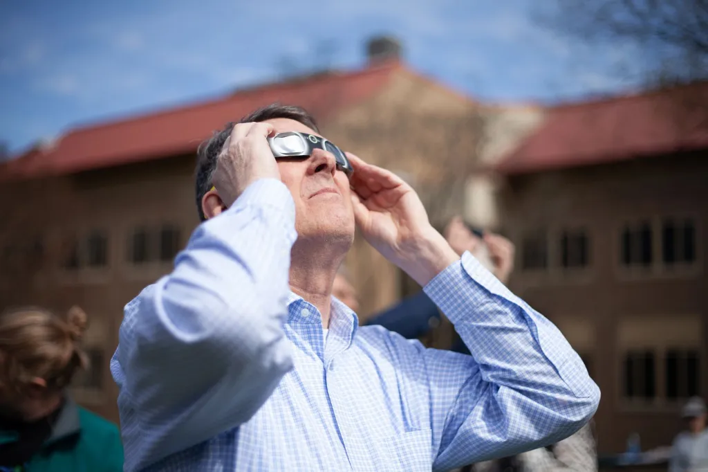 Viewing the partial solar eclipse at the Broad Branch Road campus