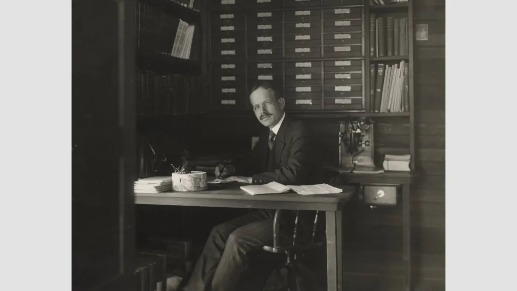 George Ellery Hale, seated at his office desk at Mount Wilson Observatory, circa 1905. Credit: Carnegie Science/Huntington Library