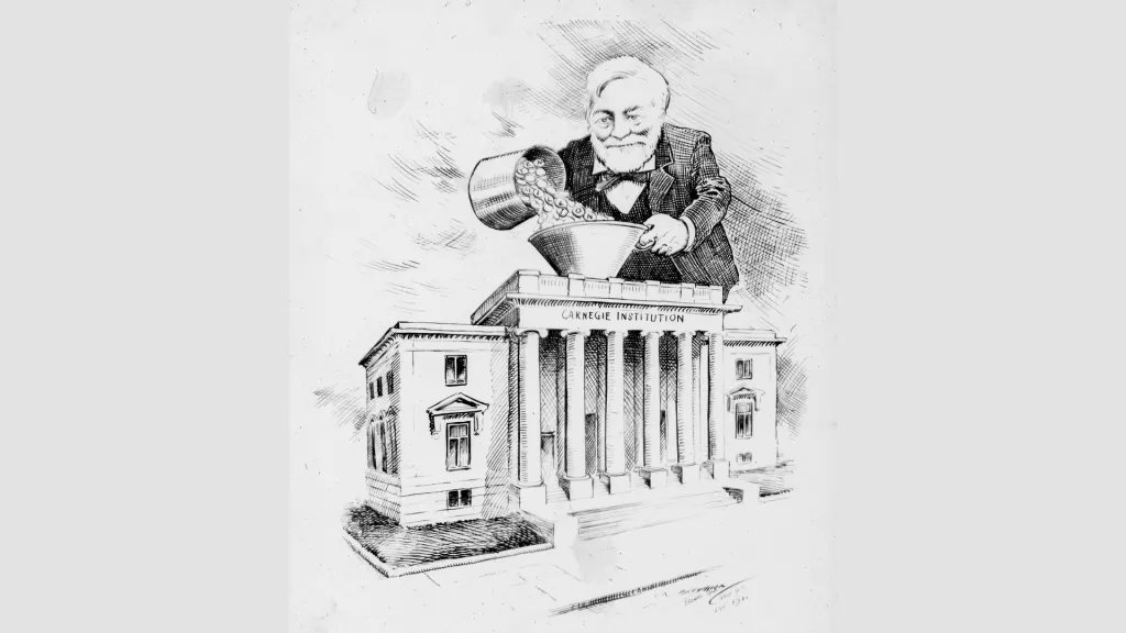 Andrew Carnegie filling the coffers