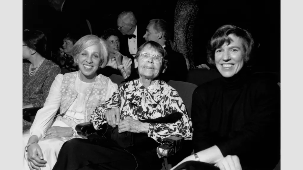 Barbara McClintock with Carnegie President Maxine Singer and Carnegie molecular biologist Nina Fedoroff