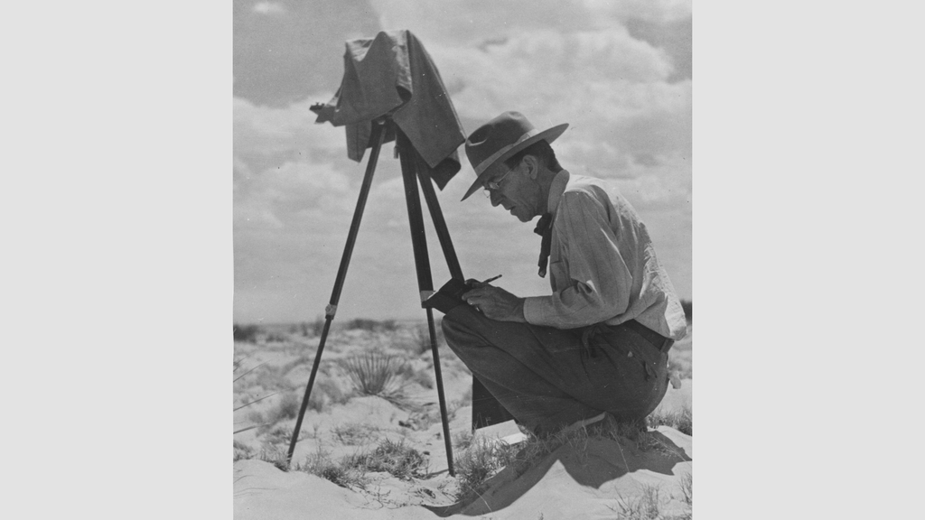 Forrest Shreve conducting fieldwork in the desert