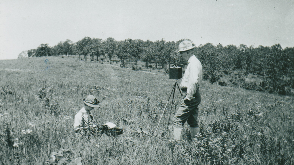Frederic Clements working in the field with his wife Edith taking dictation