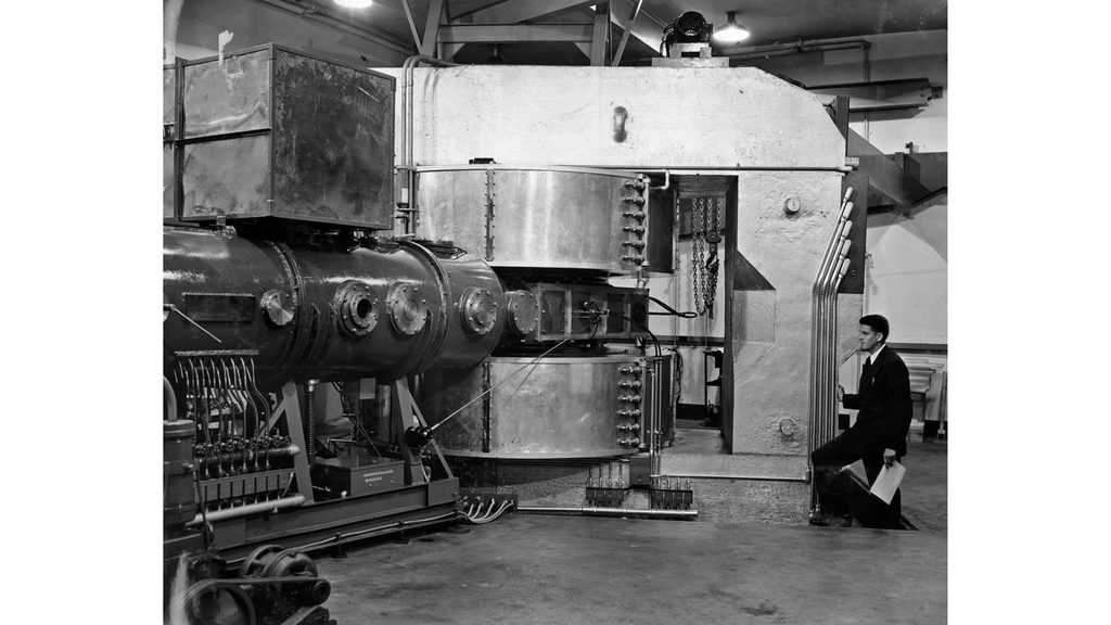 Cowie with the cyclotron